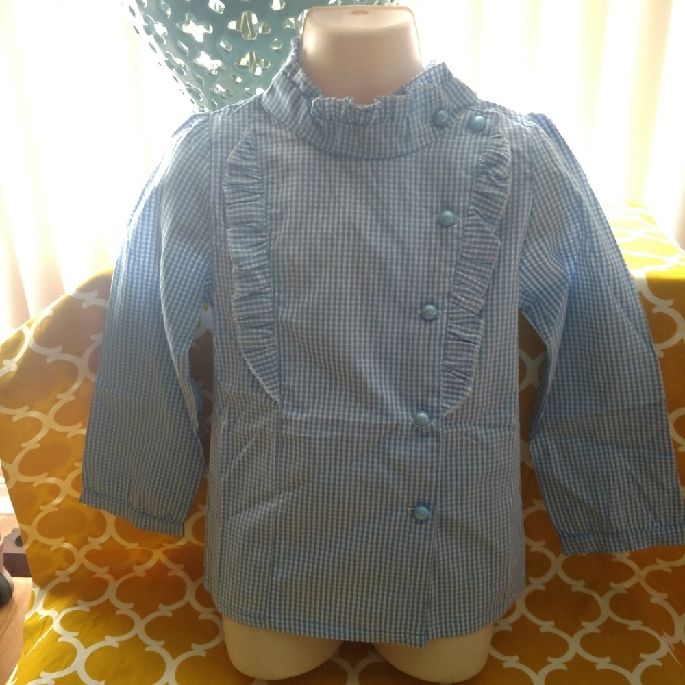 New Girls' Size 6X Gingham Ruffle Blouse